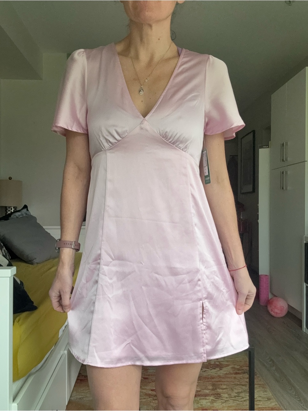 Twik by Simons Pink Satin Mini Dress NWT Size Small